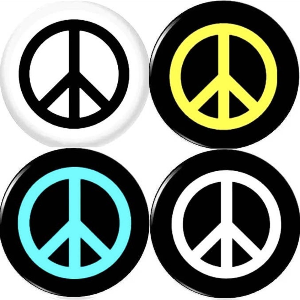 Peace sign set of 4 New Large 2.25" inch pins buttons badges